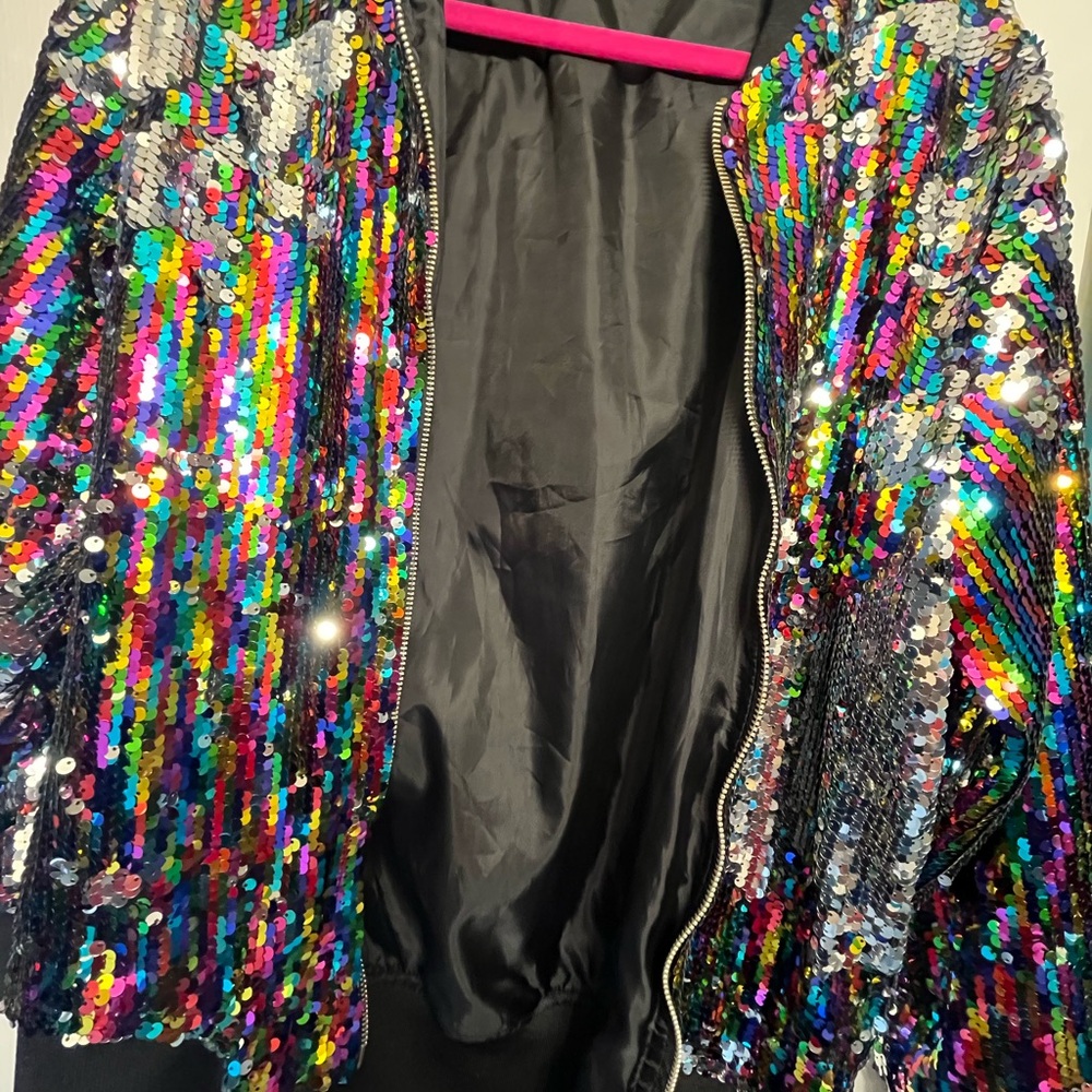 RESA Vibrant Sequin Bomber Jacket